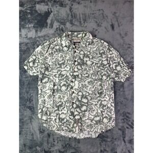 Vintage 90s High Sierra Hawaiian Floral Button-Up Shirt‎ Large White Rayon